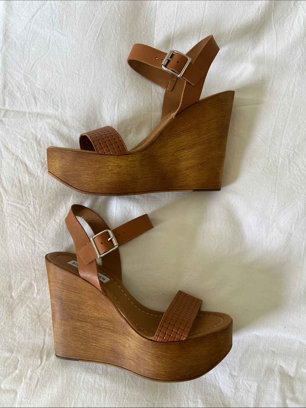 Steve Madden Leather Platform Wedges - Picture 2 of 5